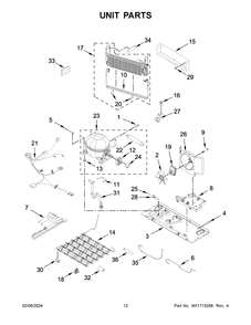 Unit Parts Diagram and Parts List for ABB1924BRW05  Amana Refrigerator