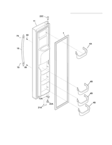 Freezer Door Diagram and Parts List for CRSH268MB2  Crosley Refrigerator
