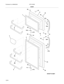 Door Diagram and Parts List for CRT151RW2  Crosley Refrigerator