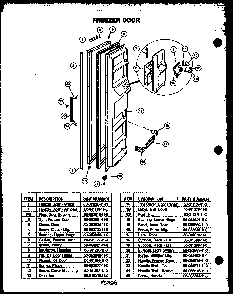 Freezer Door Diagram and Parts List for GFD240 MN04 Caloric Refrigerator