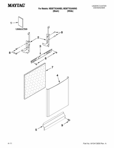 Door And Panel Parts Diagram and Parts List for MDBTT53AWW3  Maytag Dishwasher
