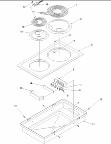 Open Coil Cooktop - Cc1e/w Diagram and Parts List for CARDS801WW-P1131925NWW  Amana Range