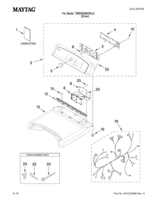 Top And Console Parts Diagram and Parts List for 7MMGDB850WL0  Maytag Dryer