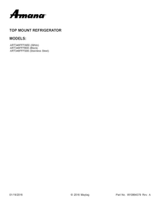 Cover Sheet Diagram and Parts List for ART348FFFB00  Amana Refrigerator