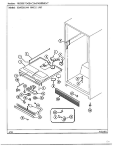 Fresh Food Compartment Diagram and Parts List for HMG-211560  Admiral Refrigerator