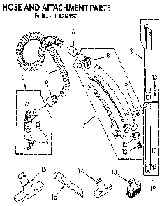 Hose And Attachment Diagram and Parts List for 1162143590  Kenmore Canister Vacuum