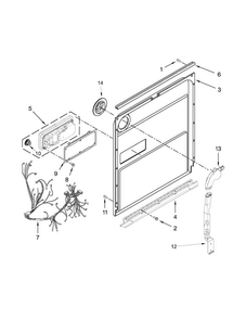 Inner Door Parts Diagram and Parts List for JDB8700AWS3  Jenn-Air Dishwasher