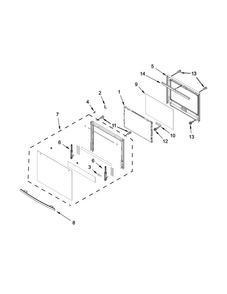 Upper Oven Door Parts Diagram and Parts List for JJW3830DB00  Jenn-Air Wall Oven