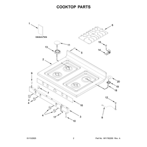 Cooktop Parts Diagram and Parts List for VRGW3162RW0  Crosley Range