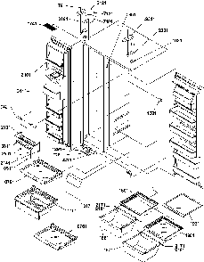 Refrigerator/freezer Shelves, Lights, And Hinges Diagram and Parts List for SXD520SL-P1182402WL  Amana Refrigerator