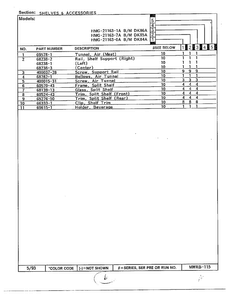 Shelves And Accessories Diagram and Parts List for 21163-0A  Admiral Refrigerator