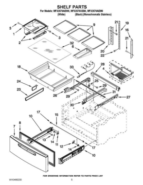 03 - Shelf Parts Diagram and Parts List for MFX2570XEB0  Maytag Refrigerator