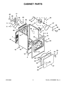 Cabinet Parts Diagram and Parts List for MED6500MBK0  Maytag Dryer