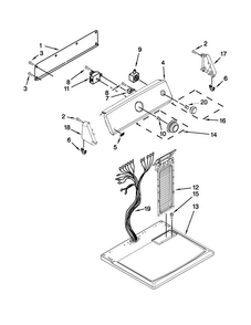 Top And Console Parts Diagram and Parts List for MEDC200XW3  Maytag Dryer