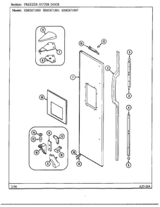 Freezer Outer Door Diagram and Parts List for 671867  Admiral Refrigerator