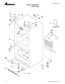 Cabinet Parts Diagram and Parts List for AFD2535FES9  Amana Refrigerator