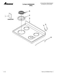 Cooktop Parts Diagram and Parts List for 4KAER5500AW0  Amana Range