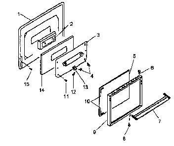 Oven Door Diagram and Parts List for RLS270UW P1143043NW Caloric Range