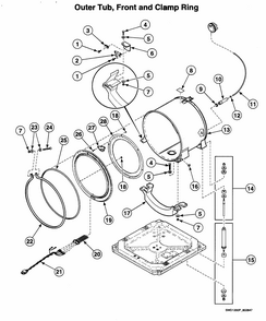 Tub Assy Diagram and Parts List for LTZA9AWN0902  Speed Queen Washer Dryer Combo
