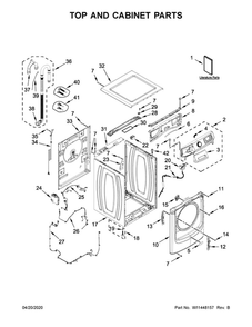Top And Cabinet Parts Diagram and Parts List for MHW5630HW1  Maytag Washer