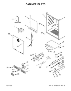 Cabinet Parts Diagram and Parts List for JUB24FRARS00  Jenn-Air Wine and Beverage Cooler