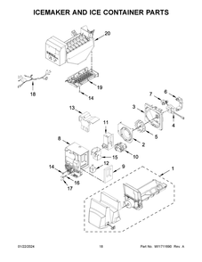 Icemaker And Ice Container Parts Diagram and Parts List for MFI2570FEW10  Maytag Refrigerator