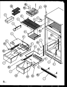 Cabinet Shelving Diagram and Parts List for TG18RBL-P1158302WL  Amana Refrigerator