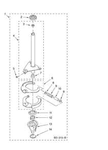 Brake And Drive Tube Parts Diagram and Parts List for MVWC300VW0  Maytag Washer