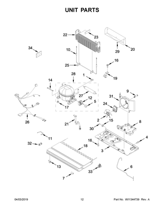 Unit Parts Diagram and Parts List for MFI2570FEZ07  Maytag Refrigerator