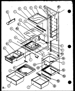 Refrigerator Shelving And Drawers Diagram and Parts List for SX25M2L-P1154902WL  Amana Refrigerator