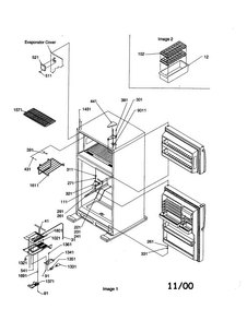 Door Hinges/fz Duct/mk Cont Diagram and Parts List for TN21V2C-P1315907WC  Amana Refrigerator