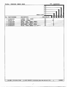 Freezer Inner Door Page 2 Diagram and Parts List for HMG611390  Admiral Refrigerator