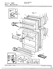 Doors Diagram and Parts List for 21524-0A  Admiral Refrigerator