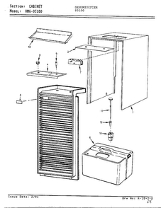 Cabinet Diagram and Parts List for 93100  Admiral Dehumidifier