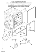 TUB AND FRAME PARTS Diagram and Parts List for MDBH980AWB10  Maytag Dishwasher