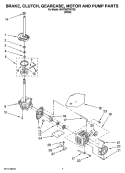 BRAKE, CLUTCH, GEARCASE, MOTOR AND PUMP PARTS Diagram and Parts List for 4KNTW5705TQ0  Amana Washer