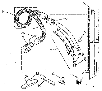 Hose And Attachment Diagram and Parts List for 1162039580  Kenmore Canister Vacuum