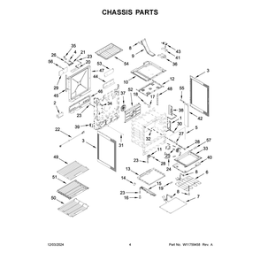Chassis Parts Diagram and Parts List for JDS1450ML2  Jenn-Air Range