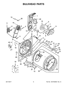 Bulkhead Parts Diagram and Parts List for MEDB755DW0  Maytag Dryer