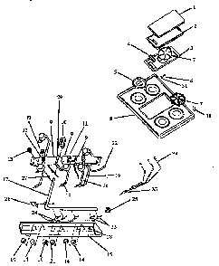 Griddle Top And Burner Assembly Diagram and Parts List for SAK39DA ALL Amana Range