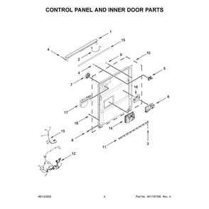 Control Panel And Inner Door Parts Diagram and Parts List for MDFS3924RZ3  Maytag Dishwasher