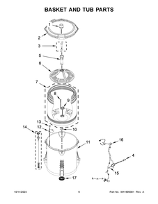 Basket And Tub Parts Diagram and Parts List for ATW4519PW0  Admiral Washer