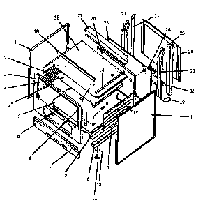 Cabinet Assy Diagram and Parts List for SBE26CB P1142254NW Amana Range