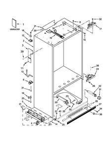 Cabinet Parts Diagram and Parts List for JB36NXFXRW05  Jenn-Air Refrigerator