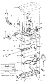 Agitator, Mainbody, Hood Diagram and Parts List for U5394-900  Hoover Upright Vacuum