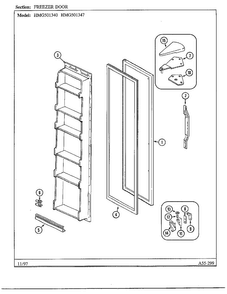 Freezer Door Diagram and Parts List for 501340  Admiral Refrigerator