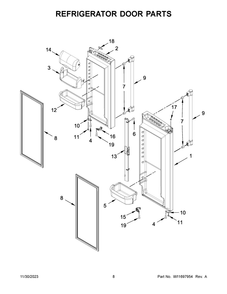 Refrigerator Door Parts Diagram and Parts List for MFC2062FEZ12  Maytag Refrigerator