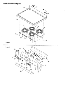 Main Top And Backguard Diagram and Parts List for ART6002L-P1143686NL  Amana Range