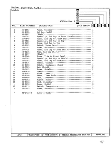 Control Panel Page 2 Diagram and Parts List for 6540A REV K Norge Washer