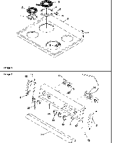 Main Top And Backguard Diagram and Parts List for ARR3100NW-P1143494NW  Amana Range